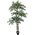 Cypress & Alabaster Handmade 6.5ft 3-Tier Italian Black Olive Leaf Artificial Tree with Ethically Sourced Real Wood Trunks, Hypoallergenic, 6.5-Foot, Green