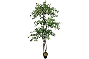 Cypress & Alabaster Handmade 6.5ft 3-Tier Italian Black Olive Leaf Artificial Tree with Ethically Sourced Real Wood Trunks, Hypoallergenic, 6.5-Foot, Green