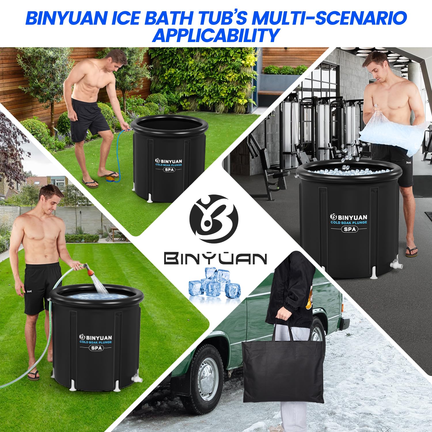BINYUAN XL Ice Bath Tub For Athletes With Cover 99 Gal Cold Plunge Tub ...