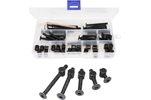 binifiMux 50pcs Crib Hardware Screws, M6 x 20mm/ 30mm/ 40mm/ 50mm/ 60mm Black Hex Socket Cap Bolts Barrel Nuts Assortment Kit for Cot Crib Bed Chairs