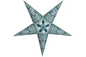 GalaxyArts 3D Paper Star Lantern 5-Pointed Turquoise Maharani 24 Inch Hollow Hanging Decoration for Weddings, Holidays, Parties, Christmas, Birthday, Indoor Outdoor Home Décor