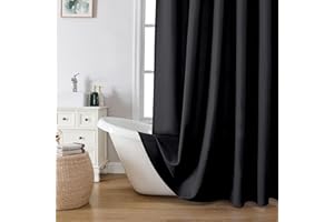 OVZME Zora Solid Black Shower Curtain for Bathroom, Fabric Shower Curtain- Soft Cloth & Hotel Spa Quality, Water Repellent, Machine Washable Shower Curtain Set with 12 Hooks, Grommets Top, 72Wx72L
