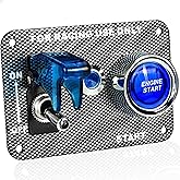 DC12V Racing Car Ignition Switch Panel with Engine Start Button, Blue | Rocking Switch, Push Button Start, Blue Indicator Light, For Power Speediness Racing Cars