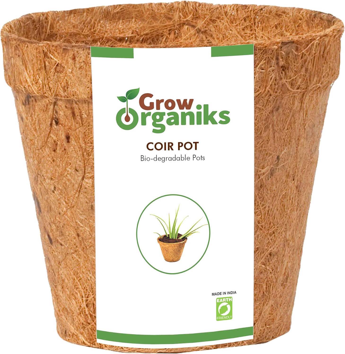 Grow Organiks Coir Biodegradable Planting Pots 8 inch 6