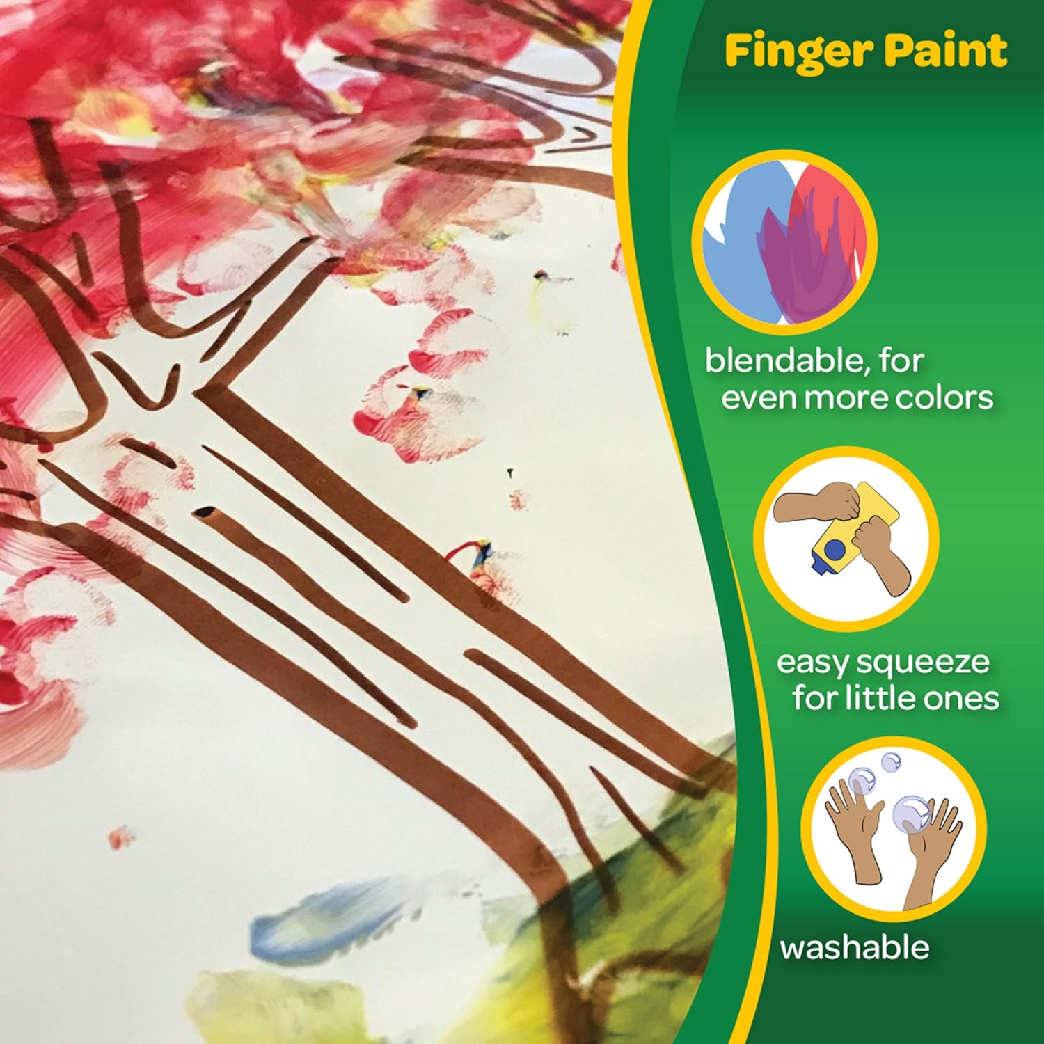 Crayola Washable Finger Paints, Stocking Stuffers for Toddlers & Kids, 6 Count: Toys & Games