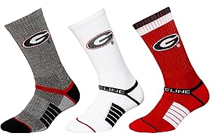 Strideline NCAA Crew Socks | Quad-Ply Yarn Padding, Direct Compression and Zoned Cushioning - (Medium-Large, 3 Pack)