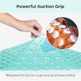 XIYUNTE Shower Mat Non Slip 53x53cm Anti Mould Clear Green view 3