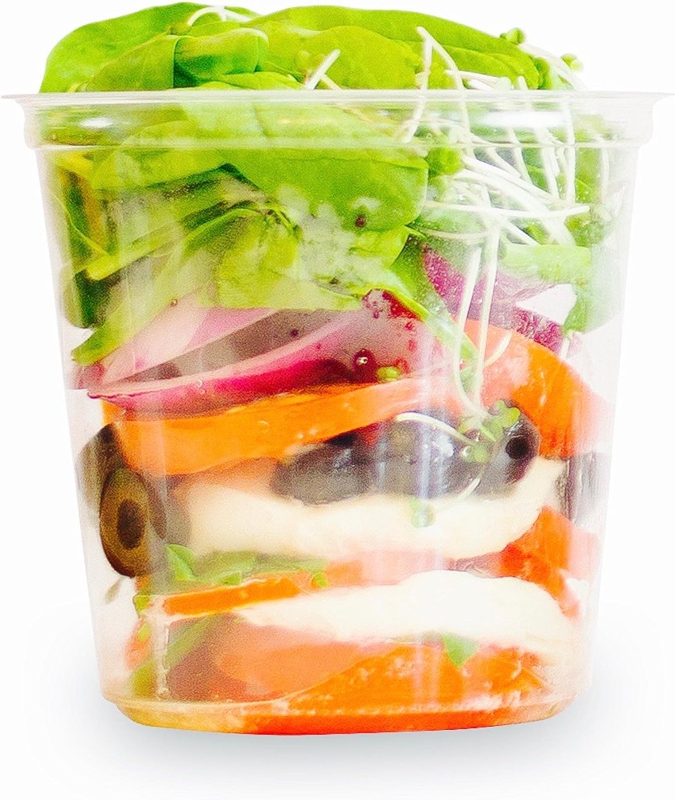 50 x Disposable Deli Cups | Eco-friendly & Compostable | Perfect as Lunch Box, Party Dishes or Dessert Tumblers| Eco Plastic-Cups | Disposable Tableware for Finger Food | Disposable PLA Bowls (720ml / 25oz, Transparent)