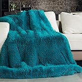 Pawque Sherpa Fleece Blanket Twin Size Teal Green - Faux Fur Fluffy Warm Plush Blankets for Bed, Cozy Thick Lightweight Reversible Decor for Winter Sofa Couch, 60x80 inches