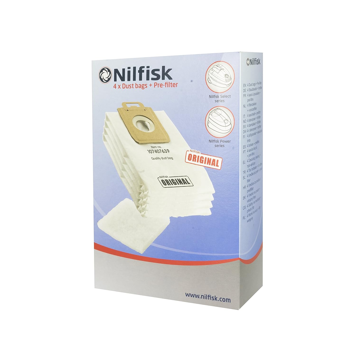 Nilfisk 107407639 Vacuum Attachment and Supply Dust Bag Accessory for