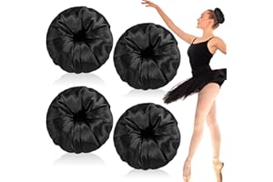 Yuxung 4 Pcs Satin Hair Bun Donut Satin Hair Bun Maker Dark Retain Moisture Easy to Style for Women Ladies Military Ballet and Business(Black)