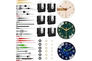PARAOR 6 PCS High Torque Quartz Clock Movement Mechanism Replacement Clock Kit with 10 Different Pairs of Hands Clock for DIY Repair Clock Parts Shaft Lengths 12mm 15.5mm 21.5mm (Style 2)
