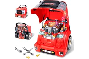 POFJOEQ Interactive Truck Engine Toy, Mechanic & Car Toy Engine for Toddlers 3-5 with Lights & Sounds, Kids Engine Build Kit& Aspiring Young Mechanic Set| Car Toys Gift for Boys