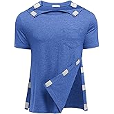 Deyeek Shoulder Post Surgery Recovery Shirts for Men Full Tear Away Short Sleeve T Shirt Adaptive Chemo Clothing
