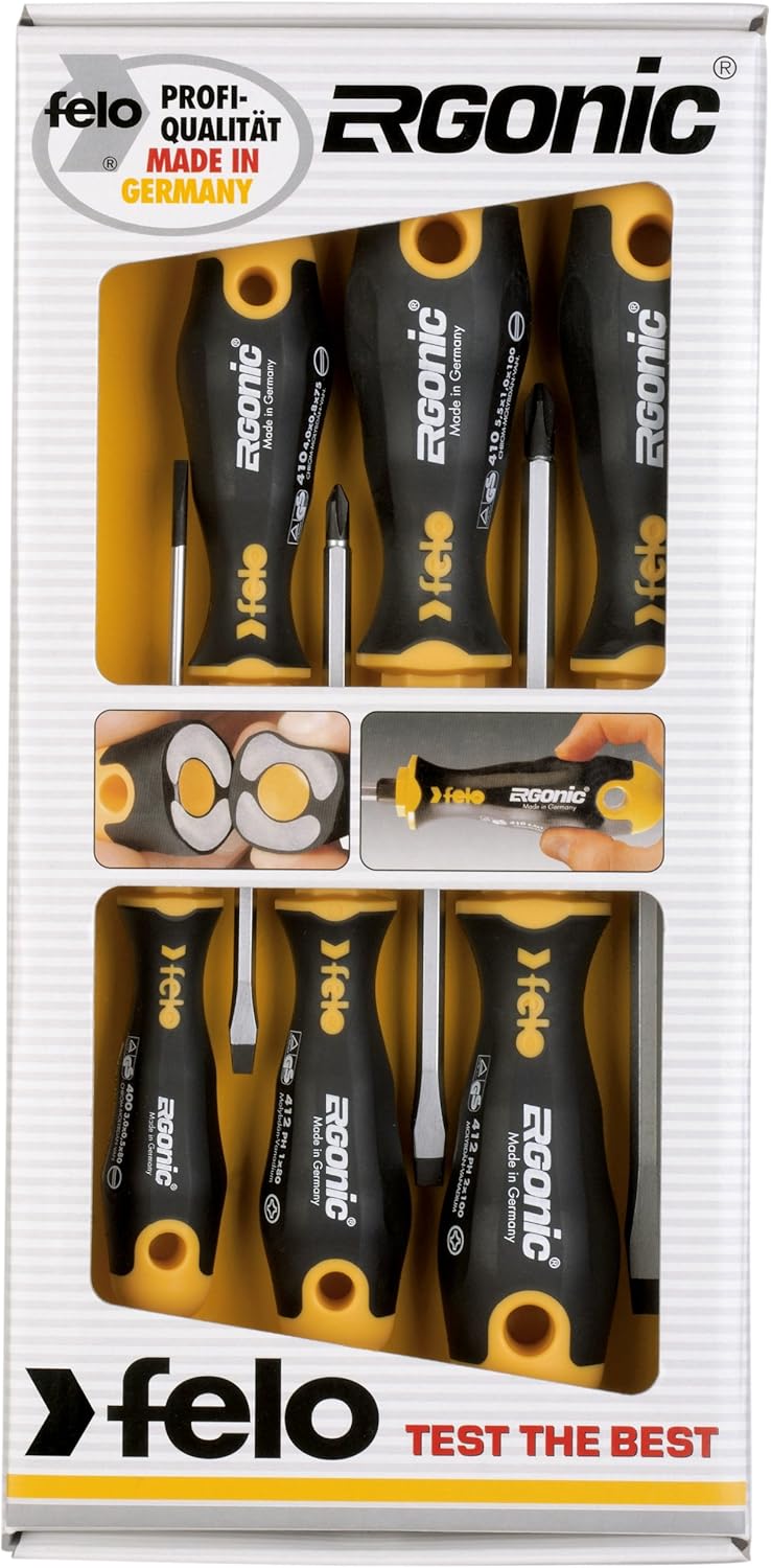Felo 00040095118 Screwdriver Set 5 Pieces, Multi-coloured, ohne Uvex-Brille