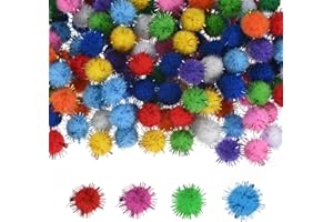 M METERXITY 100-Pack Glitter Pom Pom Balls, 0.6 In/1.5 cm Mini Tinsel Sparkle Balls for Arts/DIY Crafts/Party Decoration/Chri