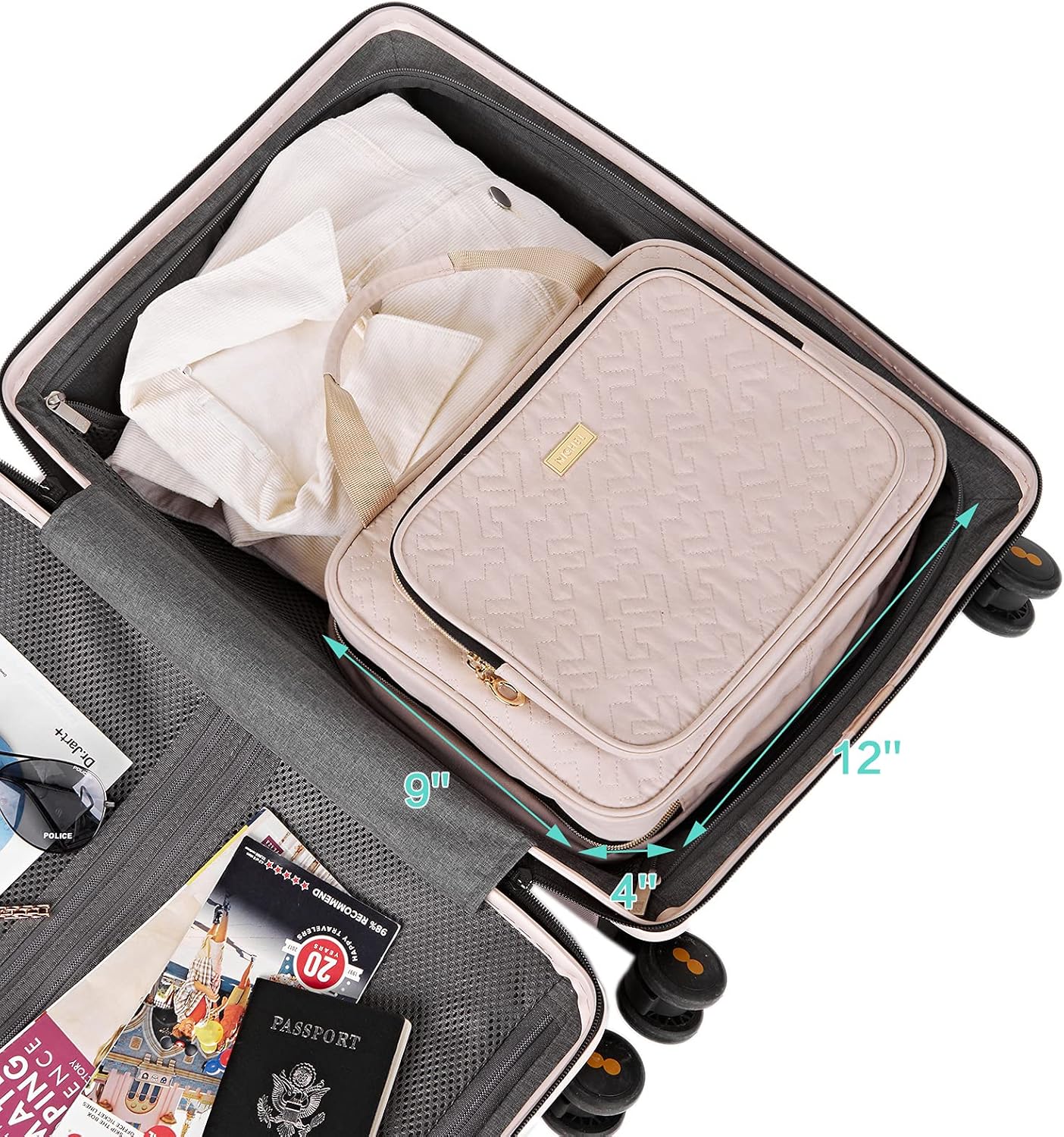 NISHEL 4 Sections Hanging Travel Toiletry Bag Organizer, Water Resistant Large Makeup Cosmetic Case for Bathroom Shower, Pink: Clothing