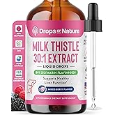 Milk Thistle Drops with 80% Silymarin Flavonoids – Vegan, Non-GMO, Fast-Absorbing – Easily Mix with Drinks – Milk Thistle Supplement for Liver, Immune Care and Antioxidant Support (Mixed Berry, 60 mL)
