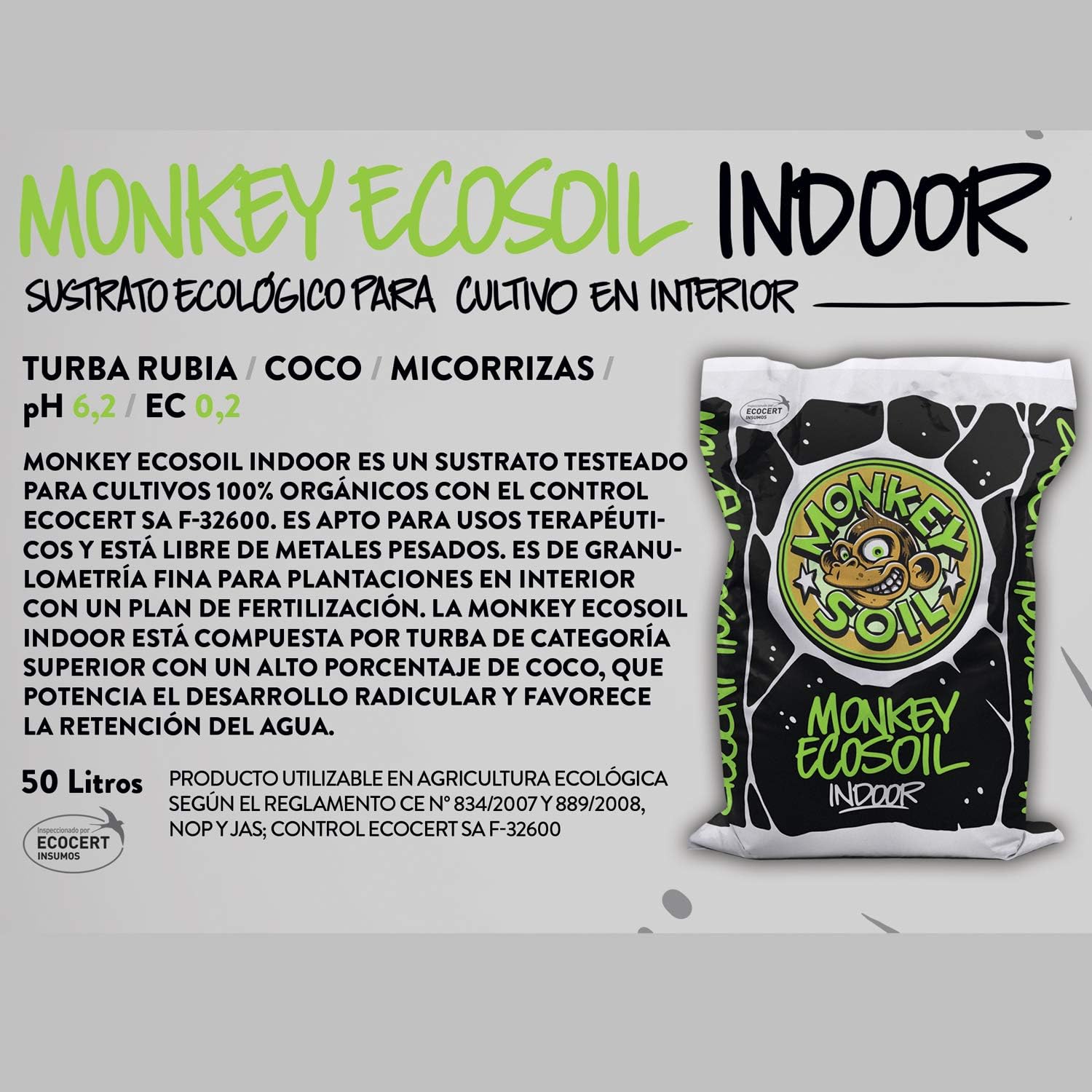 MONKEY SOIL Tierra para Plantas Marihuana 50L Exterior/Interior ...