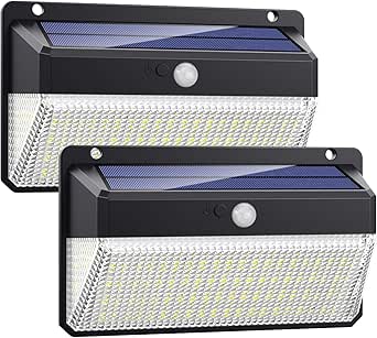 VOOE Luz Solar Exterior 228 LED [Versión Super Brillante 2200mAh] Foco Solar Exterior con Sensor de Movimiento 270°de Iluminación Luces Solares Impermeable Lámpara Solar 3 Modos Para Jardín 2-Paquete: Amazon.es: Iluminación