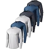 6 Pack Men's Quick Dry Long Sleeve Shirts UPF 50+ UV Sun Protection SPF Shirt Moisture Wicking T-Shirt for Casual Workout