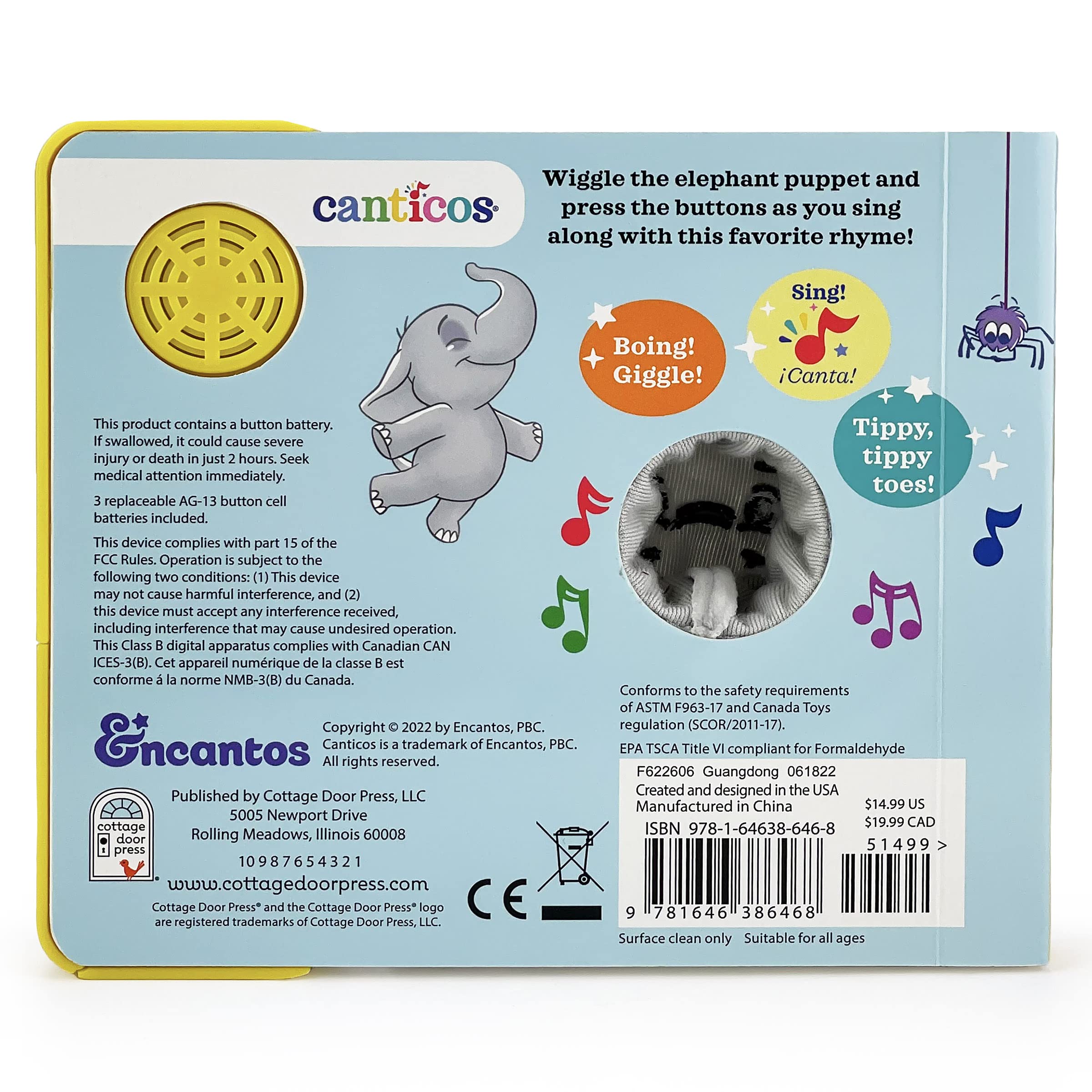 Canticos Little Elephants / Elephantitos - Spanish & English Bilingual Finger Puppet Sound Book for Babies and Toddlers (English and Spanish Edition)