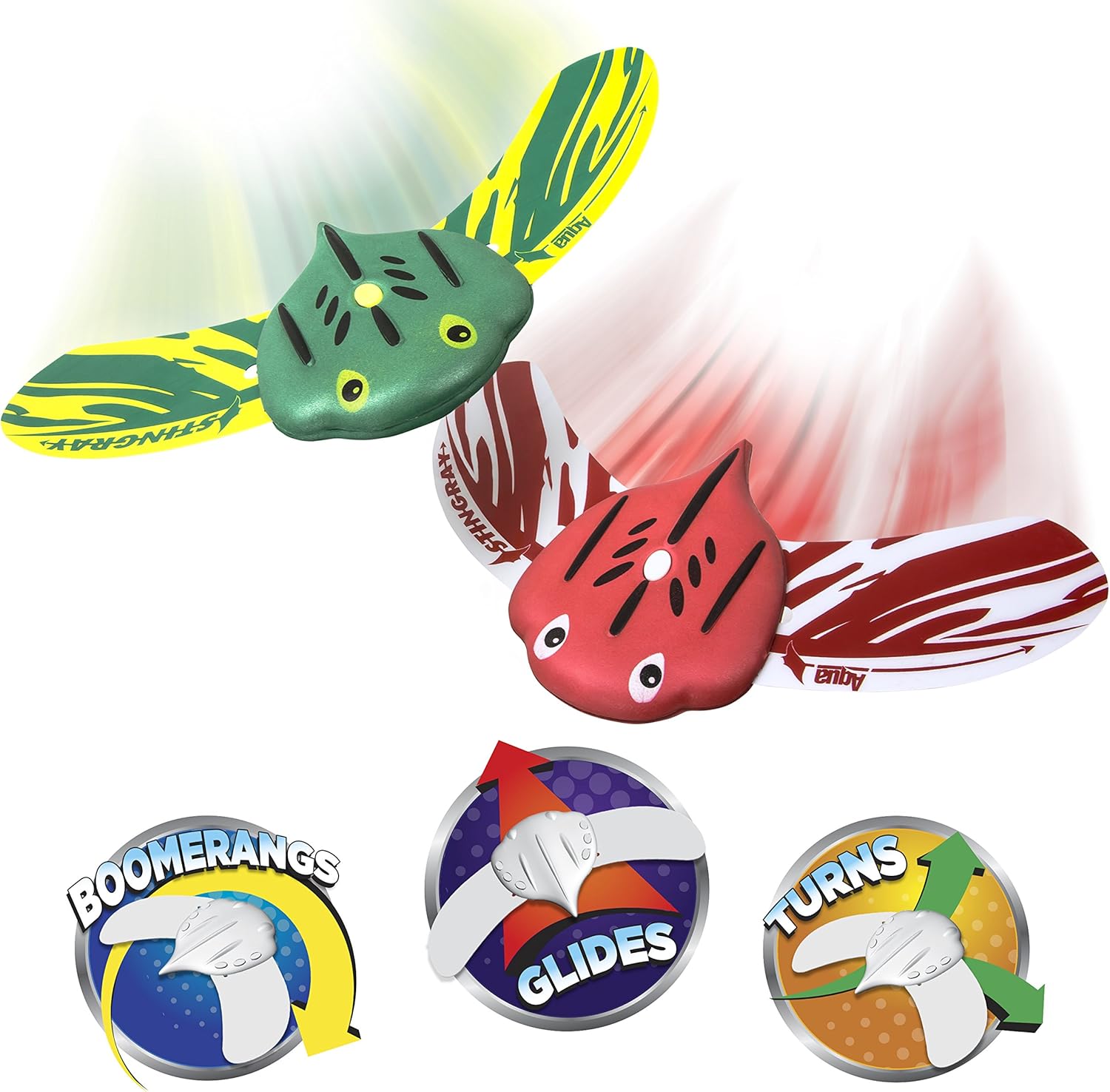 Aqua Mini Stingray Underwater Gliders (2 Pack), Self-Propelled, Adjustable Fins, Travels up to 40 Feet, Pool Game, Ages 5 and up (AQW12988): Toys & Games