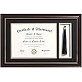 ELSKER&HOME 11x17 Diploma Frames with Tassel Holder for 8.5x11 Certificate Document Shadow Box, Mahogany Frame, Degree Double Mat, Black with Gold Rim