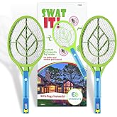 SWAT IT! Handheld Bug Zapper Racket, Rechargeable Electronic Fly Swatter Zapper, 4000 Volt, USB Charging Cable, 2 Pack (Mini)
