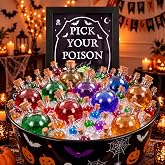 Suclain 30 Pcs Glass Potion Bottles with Corks Halloween Witch Decor | Apothecary Bottles, 7 oz Poison Bottle, Pick Your Poison Wooden Framed Sign, DIY, Tiered Tray, Mantel