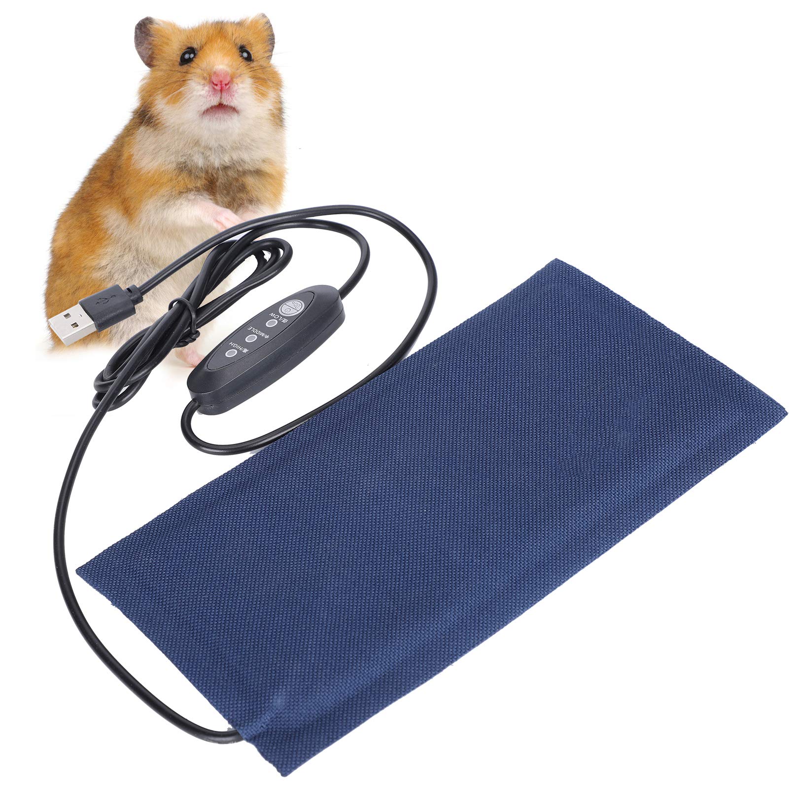 Tnfeeon Pet Heating Mat Pad Carpet Electric Heated USB Power Supply Adjustable Temperature for Soft Cosy for Puppies Kittens lizard(S)