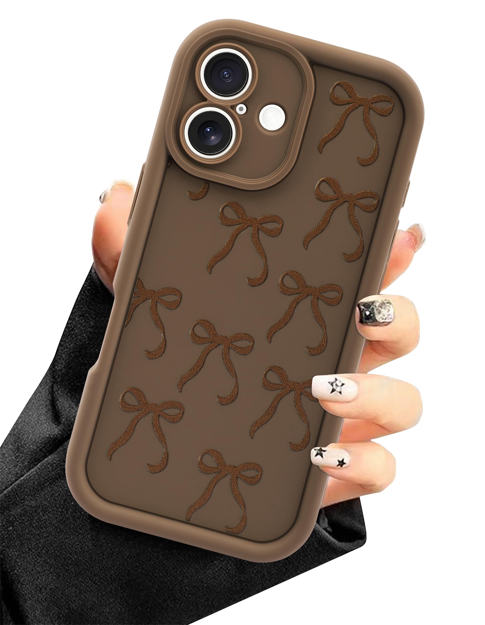 Photo 1 of Aitipy Compatible with iPhone 16 Case, Cute Brown Bow Aesthetic Design for Girls Women Soft Silicone Slim Fit Shockproof Protective Cover