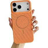 Caseative for iPhone 18/17 Pro Case, Orange | Slim Fit Super Thin Heat Dissipation Breathable Hollow Mesh Compatible with MagSafe Wireless Charging