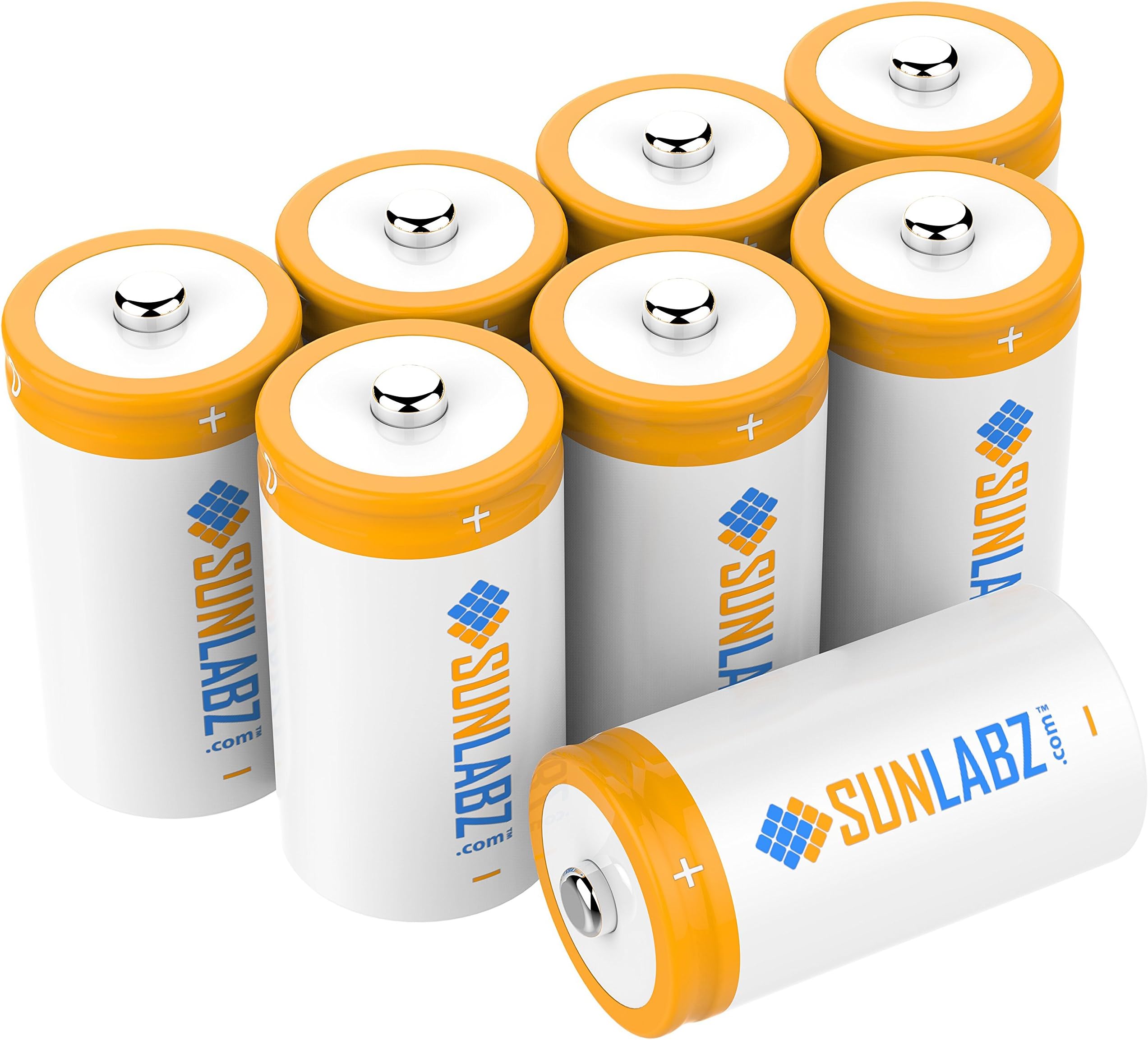 SunLabz D Rechargeable Batteries, Ultra-Efficient NiCD, 8 Pack