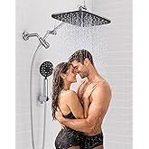 Veken 11.8" Rain Shower Head with Handheld, High Pressure Handheld Shower with Multi Spray Modes, Rainfall Combo with Metal Extension Arm, Detachable Dual Showerhead, Bathroom Decor, Chrome Silver
