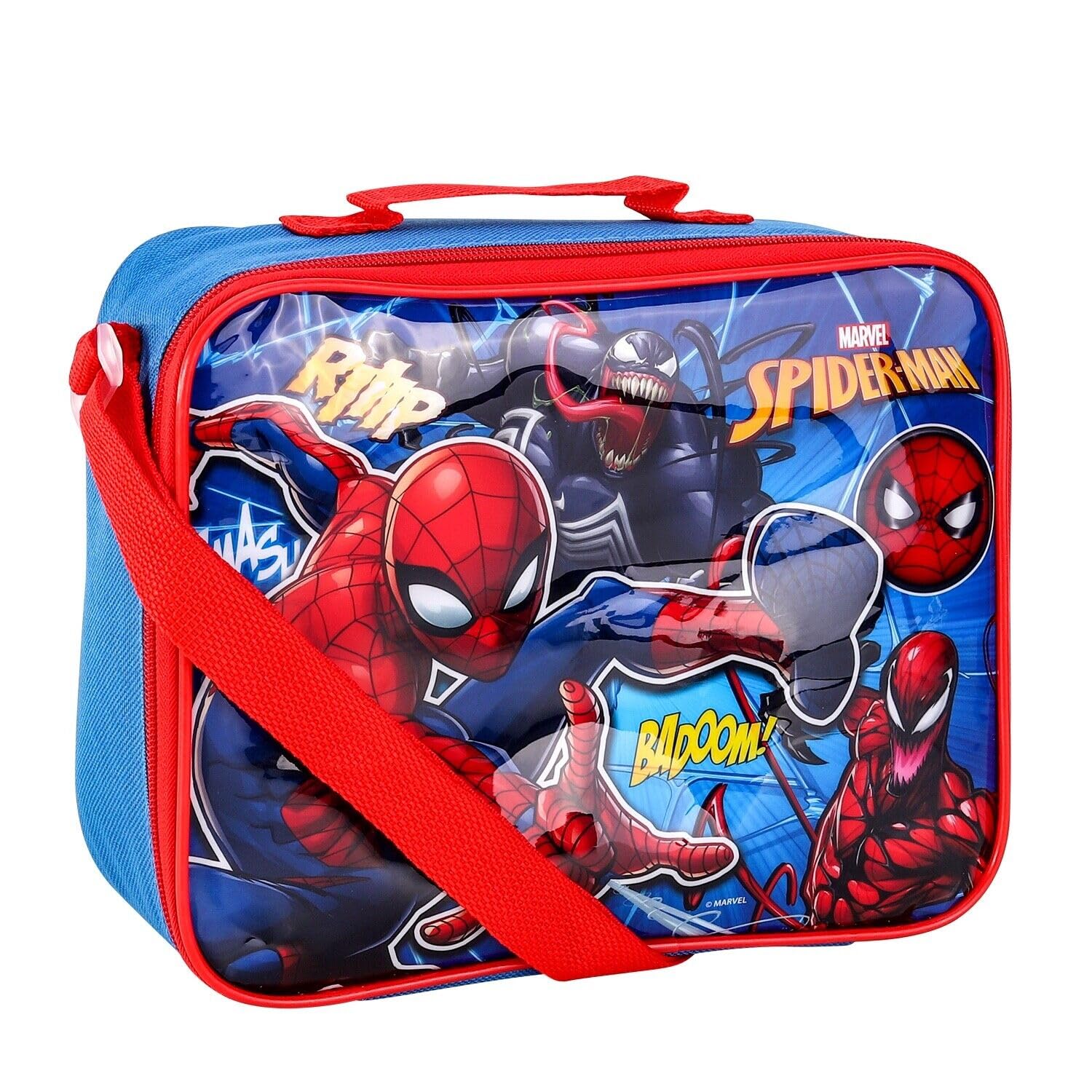 TDL Spiderman Lunch Bag Thermal Insulated Lunch Box Superhero Marvel Spider-Man Back to School Sandwhich Box with Carry Handle & Side Pocket