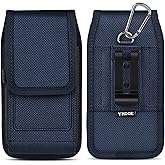ykooe Cell Phone Holster Compatible with iPhone 17 16 15 14 13 12 & Pro Models- Belt Clip and Card Holder, Blue, L