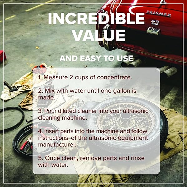 TILLBROOK ULTRASONIC CLEANER SOLUTION – MAKES 8 GALLONS CONCENTRATED ULTRASONIC CARBURETOR CLEANER – 128 OZ CLEANING SOLUTION FOR AUTOMOTIVE PARTS – SAFE FOR ALL METALS – REMOVES GREASE & DIRT