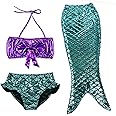 TFJH E 3PCS Kids Girls Swimsuit Bathing Suits Bikini Fish Tail Set 3-10Years