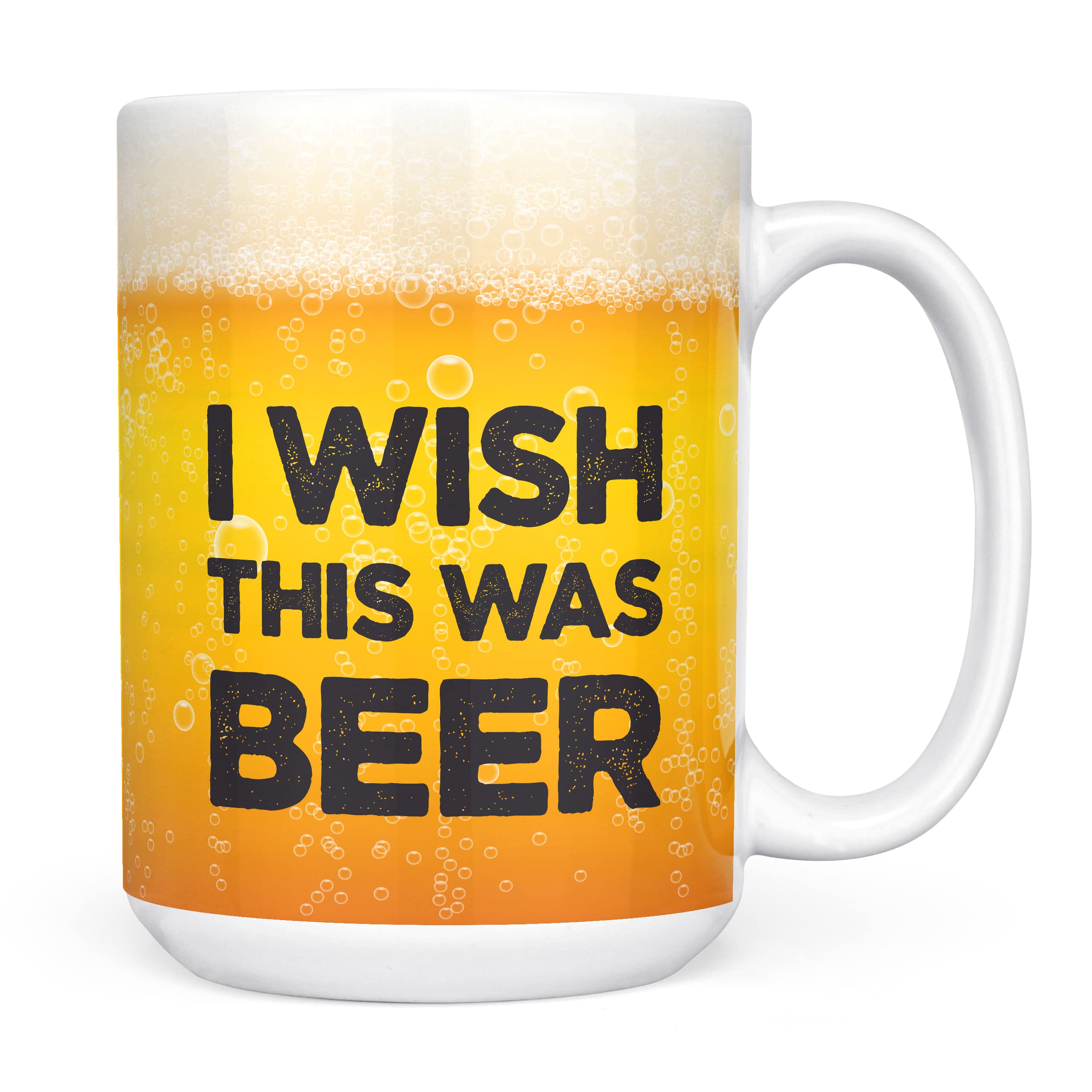 Mug Monster - I Wish This Was Beer Funny Novelty Mug, Birthday or Fathers Day Gift - Ceramic Coffee Cup, Gift for Men or Women, Extra Large and Giant Available, 15oz White