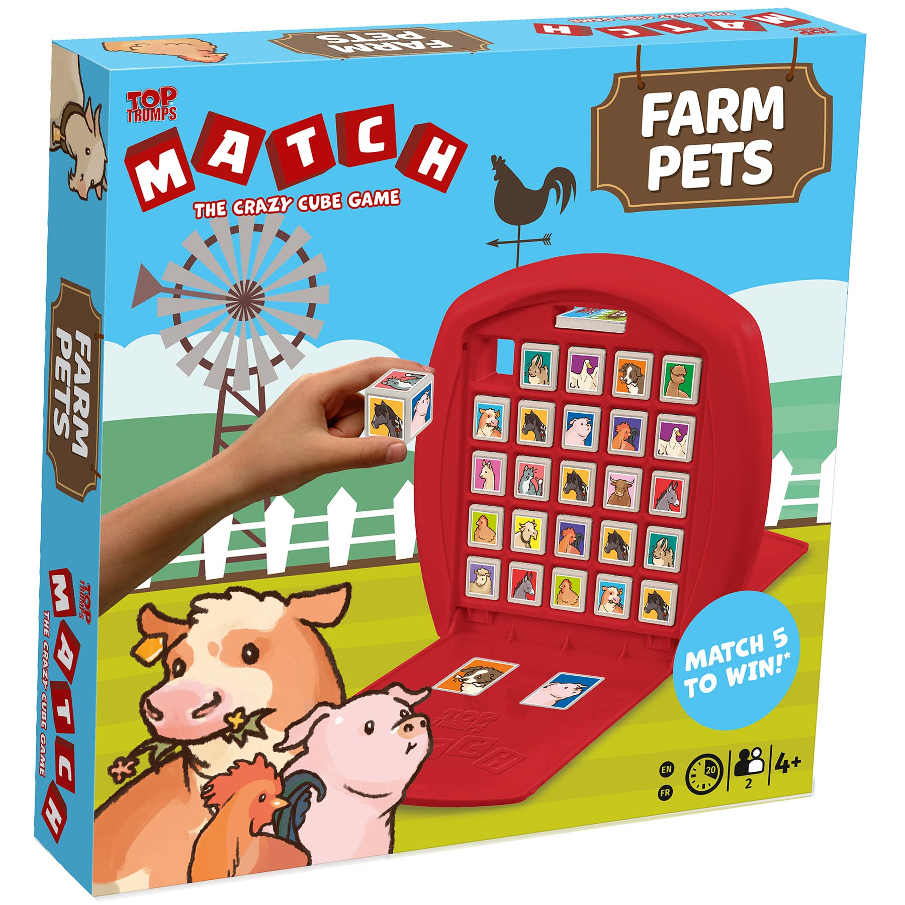 Top Trumps Match Farm Pets The Crazy Cube Game, Play with 15 of your favourite farm animals including horses, pigs, chickens and llamas, travel board game, gift and toy for Boys and Girls Aged 4 plus