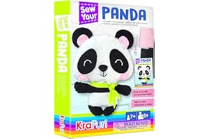 KRAFUN Panda Animal Sewing Kit for Kids Beginner My First Art & Craft, includes Panda Doll Stuffed Animal, Instructions & Plush Felt Materials for Embroidery, Age 7 8 9 10 11 12
