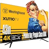 Westinghouse Xumo 43 Inch Smart TV, 4K UHD, Voice Remote, Dolby Vision HDR | Xumo TV, Stream 350+ Apps & Free TV Channels, Vo