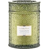 LA JOLIE MUSE Mandarin Matcha Candle - Bergamot, Matcha, Cedarwood | 19 oz Large Wooden Wick Candles | Natural Soy Wax | 90 Hours Clean Burn | Fresh Citrus Candle | Gift-Ready for Hosts