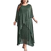 TIARALY 1X-5X Plus Size Formal Dress Long Cape Overlay Dresses Wedding Guest Evening Mother of Bride Groom Outfit