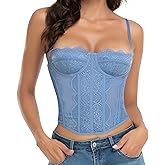 Raxnode Lace Bustier Corset Tops for Women - Sexy Going Out Party Club Top with Buckle