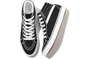 ROMINZ Men's White Canvas Shoes High Top Canvas Sneakers Classic Lace-Up Walking Shoes Light-Weight Soft Casual Shoes Tennis Shoes