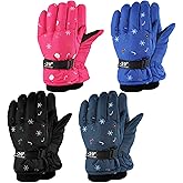 Hicarer 4 Pairs Winter Gloves for Kids Waterproof Snow Ski Gloves Girls Boys Warm Unisex Youth Clothes for Cold Weather