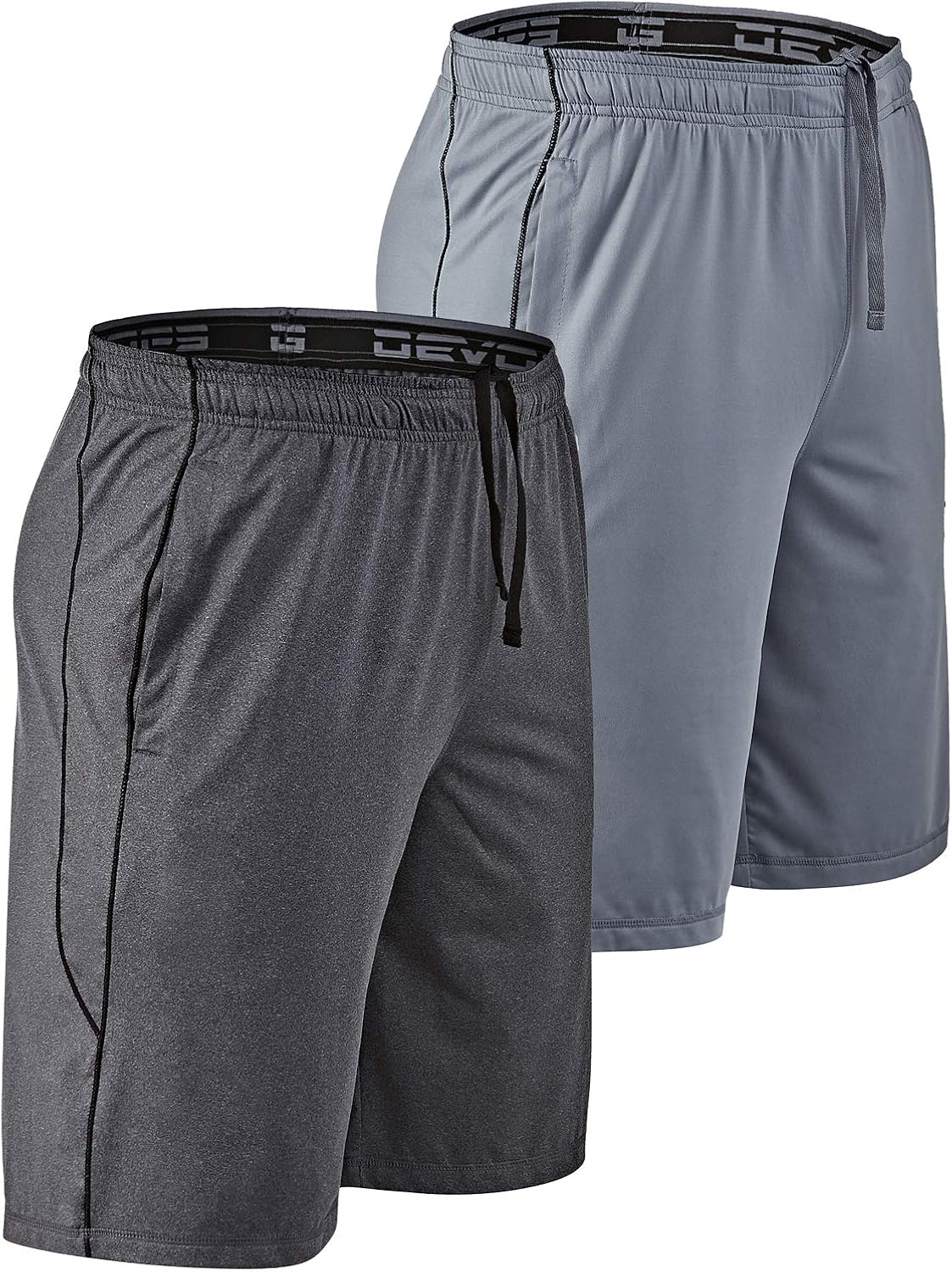 DEVOPS Men's 2-Pack Loose-Fit 10" Workout Gym Shorts with Pockets: Clothing
