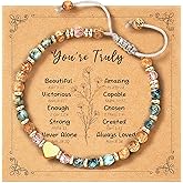 LUNADORN Inspirational Friendship Bracelets for Women – Unique Natural Stone Bracelet Get Well Soon Gifts for BFF, Bestie, Celebrations, Birthdays, Stocking Stuffers, Daughter, Mom, Sister and Friends